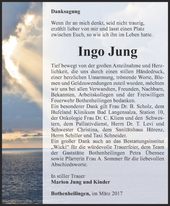 Traueranzeige von Ingo Jung von Thüringer Allgemeine, Thüringische Landeszeitung
