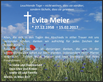 Traueranzeige von Evita Meier von Thüringer Allgemeine