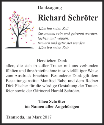 Traueranzeige von Richard Schröter von Thüringer Allgemeine, Thüringische Landeszeitung