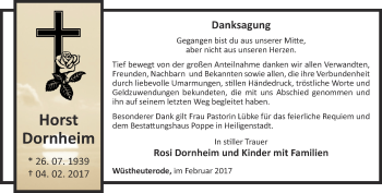 Traueranzeige von Horst Dornheim von Thüringer Allgemeine