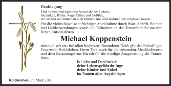 Traueranzeige von Michael Koppenstein von Thüringer Allgemeine