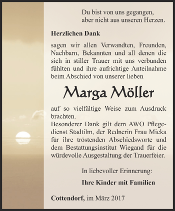 Traueranzeige von Marga Möller von Thüringer Allgemeine