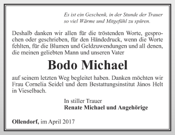 Traueranzeige von Bodo Michael von Thüringer Allgemeine, Thüringische Landeszeitung