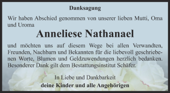 Traueranzeige von Anneliese Nathanael von Thüringer Allgemeine