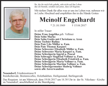 Traueranzeige von Meinolf Engelhardt von Thüringer Allgemeine