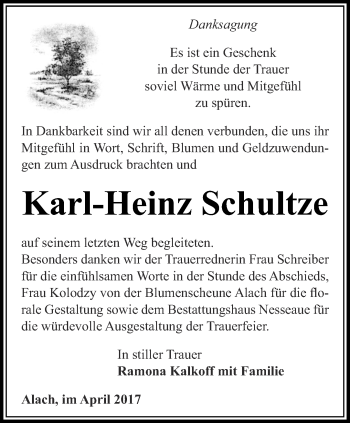 Traueranzeige von Karl-Heinz Schultze von Thüringer Allgemeine, Thüringische Landeszeitung