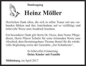 Traueranzeige von Heinz Möller von Thüringer Allgemeine, Thüringische Landeszeitung