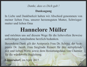Traueranzeige von Hannelore Müller von Ostthüringer Zeitung