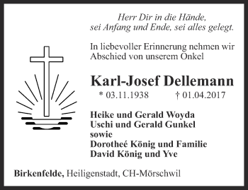 Traueranzeige von Karl-Josef Dellemann von Thüringer Allgemeine