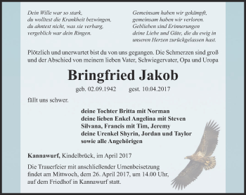 Traueranzeige von Bringfried Jakob von Thüringer Allgemeine