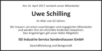 Traueranzeige von Uwe Schilling von Thüringer Allgemeine