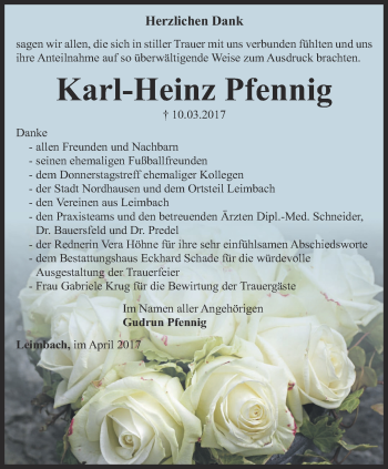 Traueranzeige von Karl-Heinz Pfennig von Thüringer Allgemeine