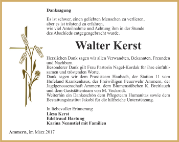 Traueranzeige von Walter Kerst von Thüringer Allgemeine, Thüringische Landeszeitung