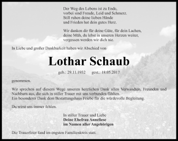 Traueranzeige von Lothar Schaub