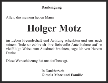 Traueranzeige von Holger Motz von Thüringer Allgemeine, Thüringische Landeszeitung