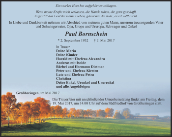 Traueranzeige von Paul Bornschein von Thüringer Allgemeine, Thüringische Landeszeitung