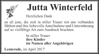 Traueranzeige von Jutta Winterfeld von Thüringer Allgemeine