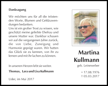 Traueranzeige von Martina Kullmann von Thüringer Allgemeine