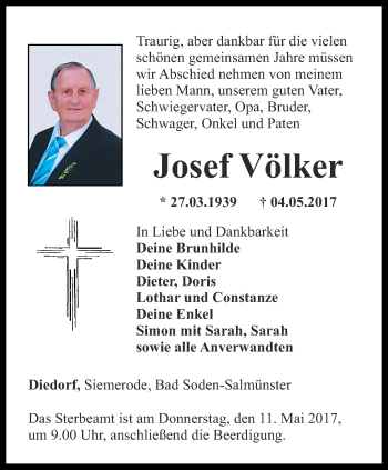 Traueranzeige von Josef Völker von Thüringer Allgemeine, Thüringische Landeszeitung