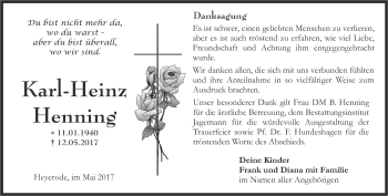 Traueranzeige von Karl-Heinz Henning von Thüringer Allgemeine, Thüringische Landeszeitung