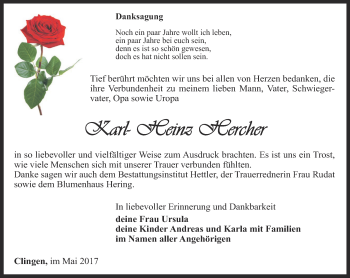 Traueranzeige von Karl-Heinz Hercher von Thüringer Allgemeine