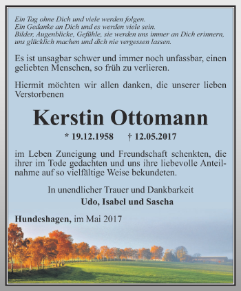 Traueranzeige von Kerstin Ottomann von Thüringer Allgemeine