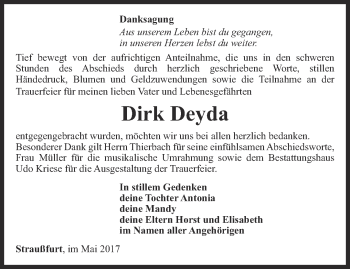 Traueranzeige von Dirk Deyda von Thüringer Allgemeine