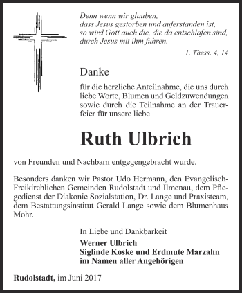 Traueranzeige von Ruth Ulbrich