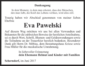 Traueranzeige von Eva Pawelski von Thüringer Allgemeine