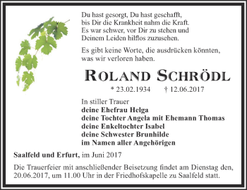 Traueranzeige von Roland Schrödl