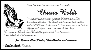 Traueranzeige von Christa Boldt von Thüringer Allgemeine