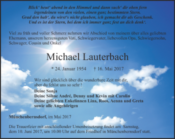 Traueranzeige von Michael Lauterbach von Ostthüringer Zeitung