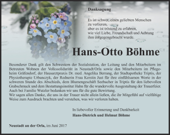 Traueranzeige von Hans-Otto Böhme