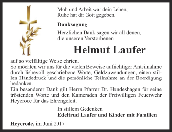 Traueranzeige von Helmut Laufer von Thüringer Allgemeine, Thüringische Landeszeitung