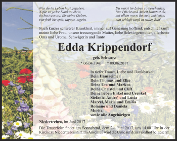 Traueranzeige von Edda Krippendorf von Thüringer Allgemeine, Thüringische Landeszeitung