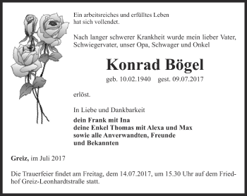 Traueranzeige von Konrad Bögel