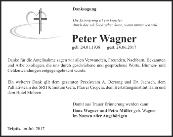 Traueranzeige von Peter Wagner