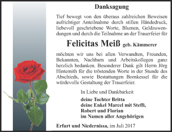 Traueranzeige von Felicitas Meiß