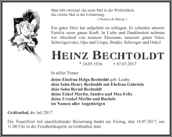 Traueranzeige von Heinz Bechtoldt