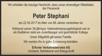 Traueranzeige von Peter Stephani von Thüringer Allgemeine, Thüringische Landeszeitung