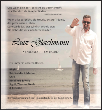 Traueranzeige von Lutz Gleichmann von Thüringer Allgemeine