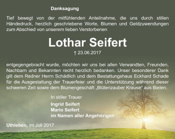 Traueranzeige von Lothar Seifert von Thüringer Allgemeine