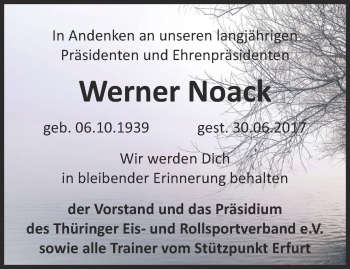 Traueranzeige von Werner Noack