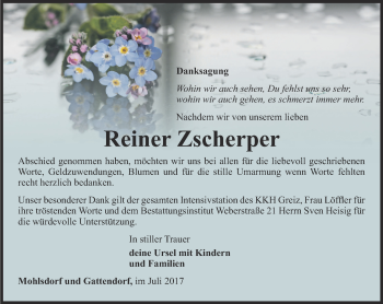 Traueranzeige von Reiner Zscherper