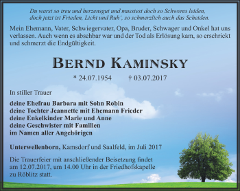 Traueranzeige von Bernd Kaminsky