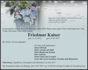 Traueranzeige von Friedmar Kaiser