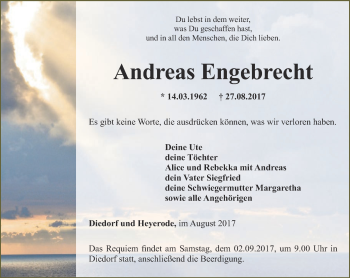 Traueranzeige von Andreas Engebrecht von Thüringer Allgemeine, Thüringische Landeszeitung