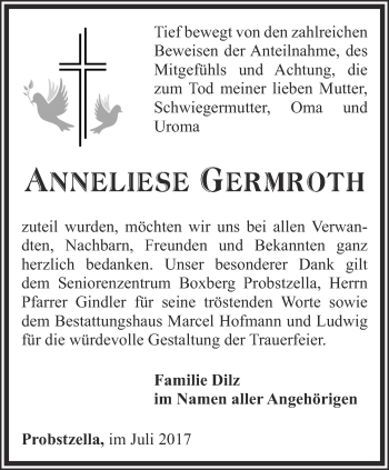 Traueranzeige von Anneliese Germroth