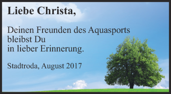 Traueranzeige von Christa Dressel von Ostthüringer Zeitung