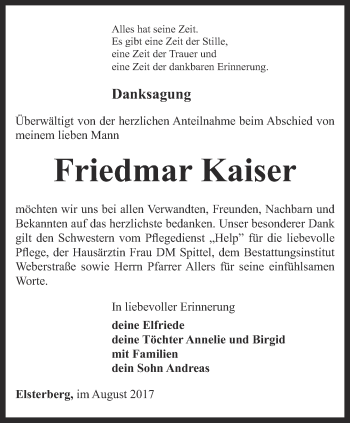 Traueranzeige von Friedmar Kaiser